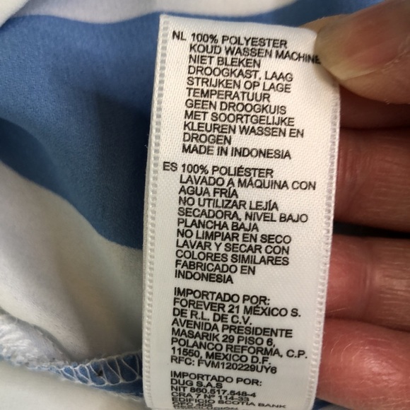 Forever 21 Tops Blue White Striped Open Back Blouse Oversized Size Large - Picture 10 of 11